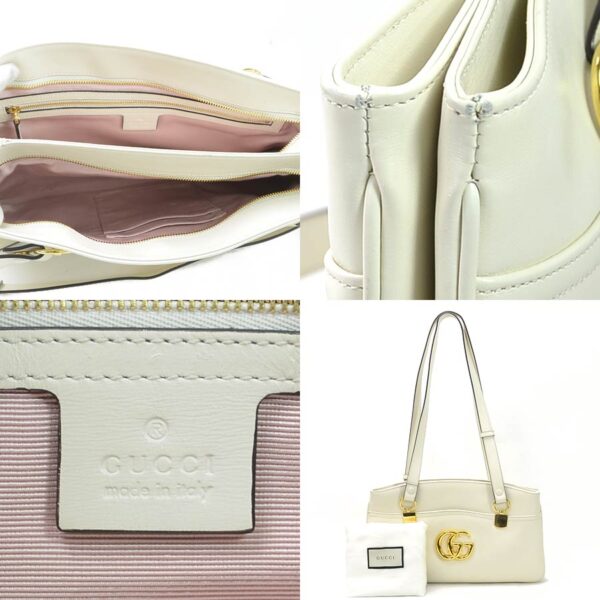 99062a 4 Gucci GG Marmont Top Handle Bag Leather White