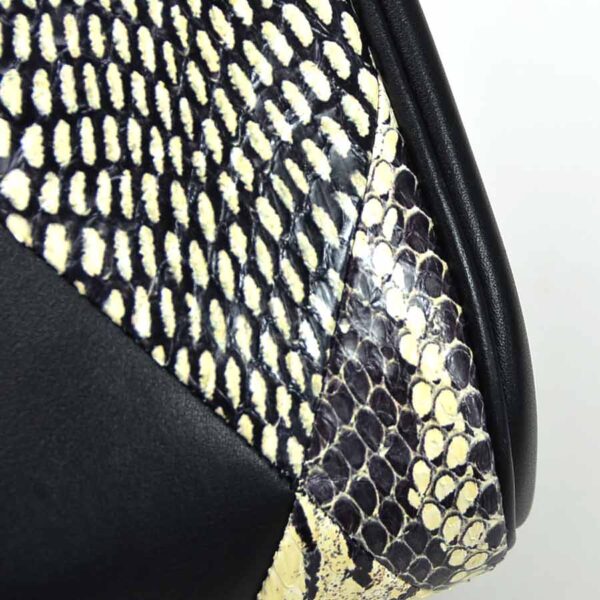 99066a 2 Salvatore Ferragamo Gancini Python Leather Handbag Black