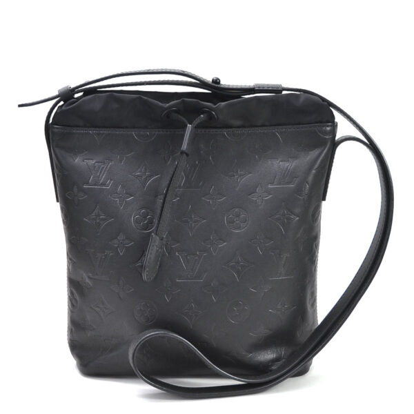 99088a Louis Vuitton Nano Bag Shadow Leather Shoulder Bag Black