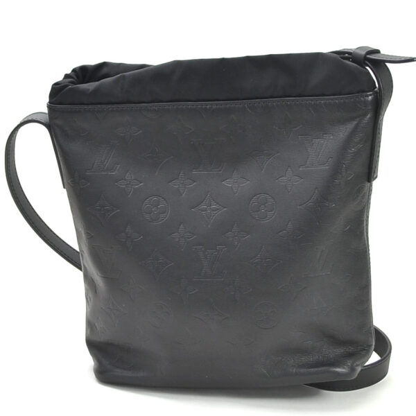 99088a 1 Louis Vuitton Nano Bag Shadow Leather Shoulder Bag Black