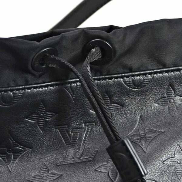 99088a 2 Louis Vuitton Nano Bag Shadow Leather Shoulder Bag Black