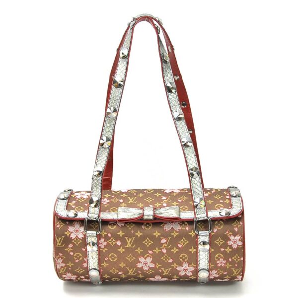 99091a Louis Vuitton Mini Papillon Cherry Blossom Satin Handbag Brown