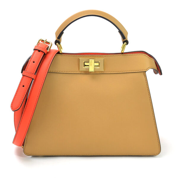 99094f Fendi 2Way Peekaboo Ic You Bag Leather Beige Orange