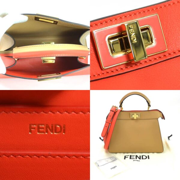 99094f 4 Fendi 2Way Peekaboo Ic You Bag Leather Beige Orange