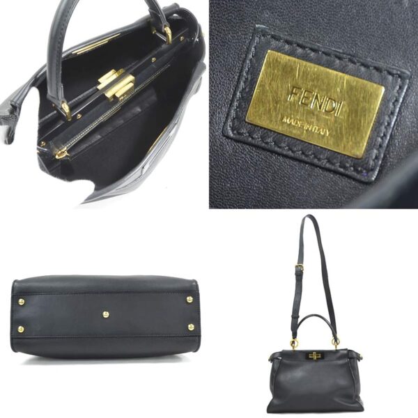 99095a 4 Fendi 2Way Peekaboo Bag Leather Black