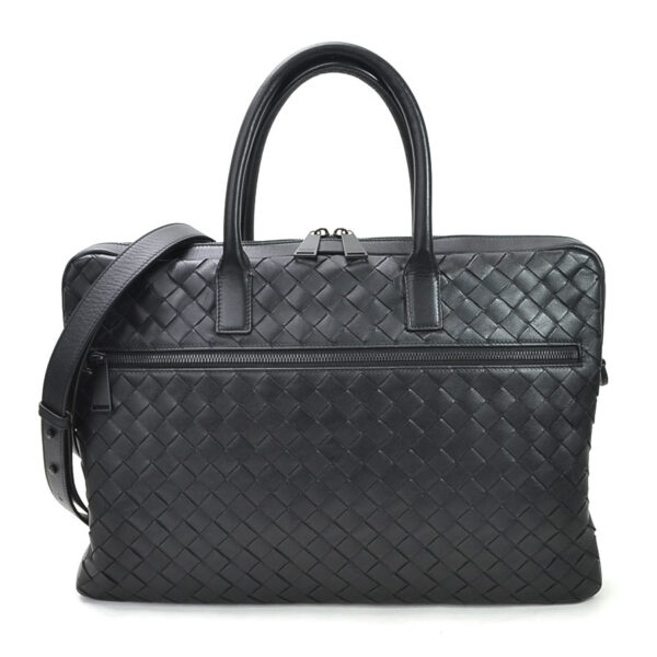 99102a Bottega Veneta Intrecciato Leather Briefcase Black