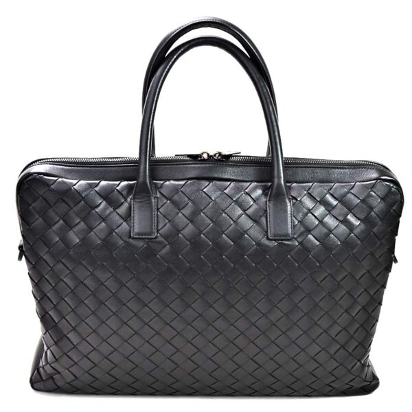 99102a 1 Bottega Veneta Intrecciato Leather Briefcase Black