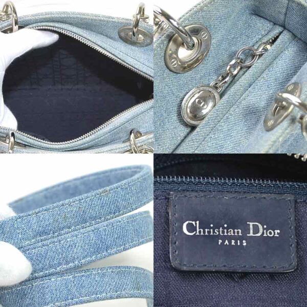 99114a 4 Christian Dior Lady Dior Shoulder Bag Denim Indigo