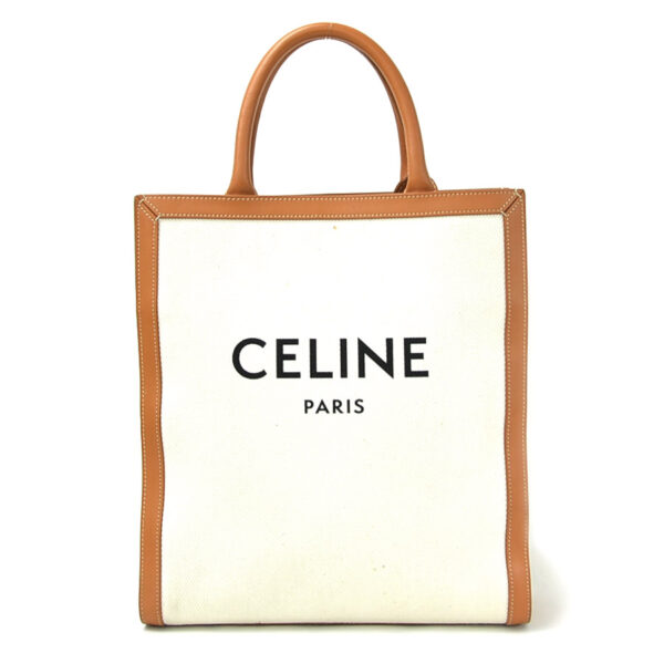 99117a Celine Hippo Vertical 2Way Bag Calfskin Natural Tan