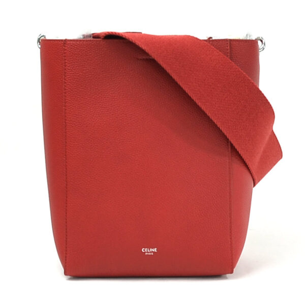 99157a 1 Celine Sangle Small Shoulder Bag Calf Leather Red