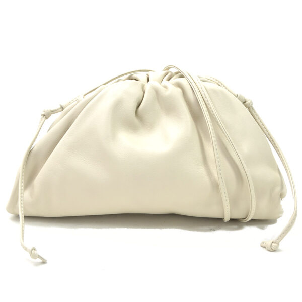 99203f Bottega Veneta The Pouch Calf Leather Clutch Bag Off White