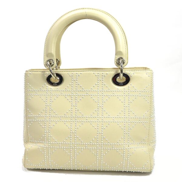 99257a 1 Christian Dior Cannage Lady Dior Handbag Leather Ivory White