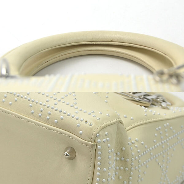 99257a 2 Christian Dior Cannage Lady Dior Handbag Leather Ivory White