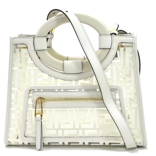 99258f Fendi 2Way Runaway Shopping Bag FF Vinyl Leather White