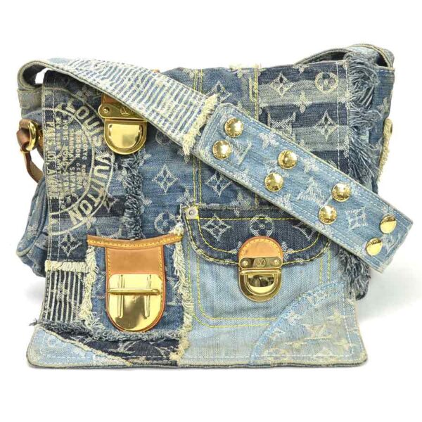 99277g Louis Vuitton Posty Monogram Denim Canvas Shoulder Bag Blue