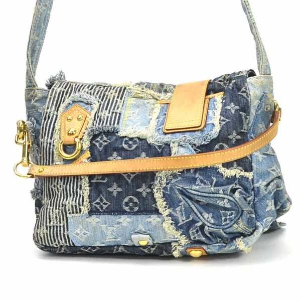 99277g 1 Louis Vuitton Posty Monogram Denim Canvas Shoulder Bag Blue