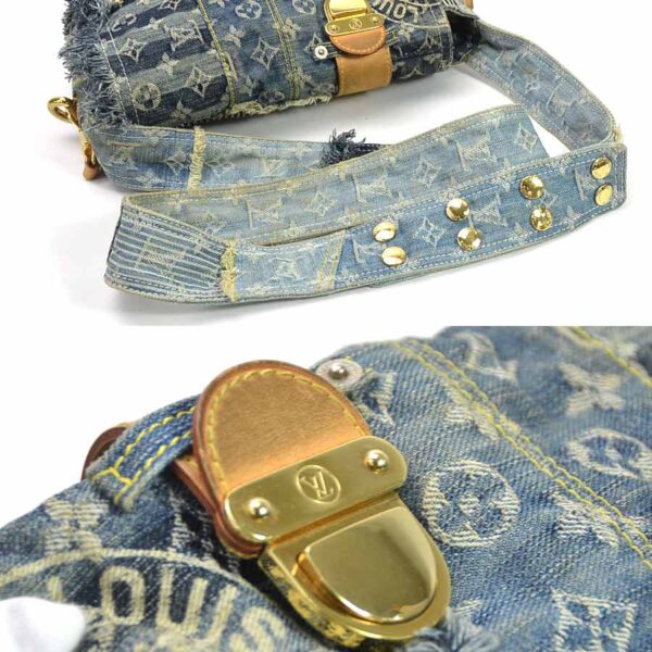 99277g 3 Louis Vuitton Posty Monogram Denim Canvas Shoulder Bag Blue