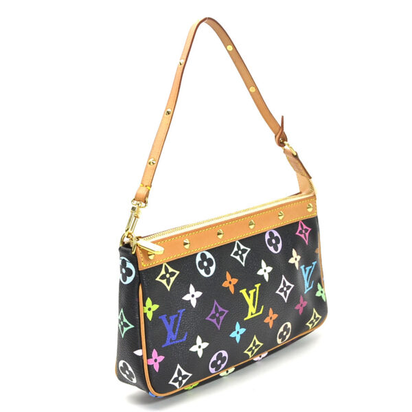 99324a 1 Louis Vuitton Pochette Accessoire Monogram Multicolor Canvas Pouch Black