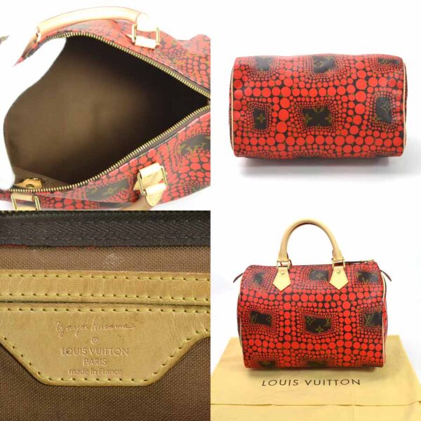 99331a 5 Louis Vuitton Speedy 30 Yayoi Kusama Monogram Canvas Rouge