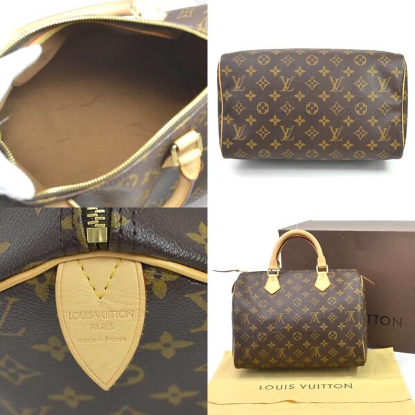 99372a 4 Louis Vuitton Speedy 30 Monogram Canvas Handbag Brown