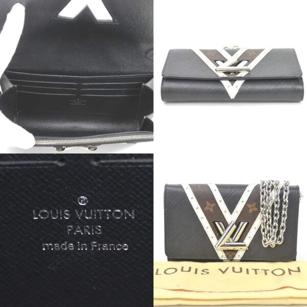 99375a 4 Louis Vuitton Portefeuille Twist Chain Wallet Epi Shoulder Bag Black