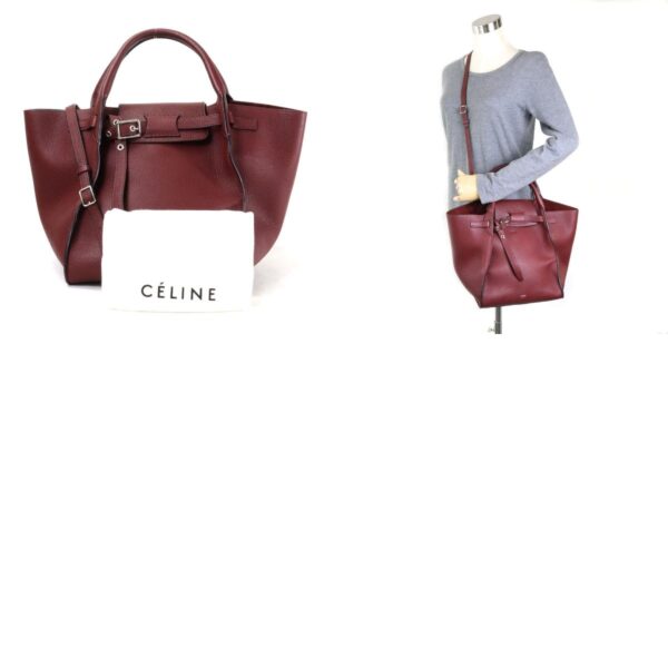 99417a 13 c Celine Big Bag Small 2Way Bag Calf Leather Bordeaux