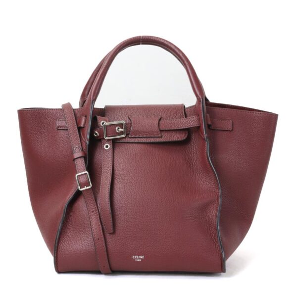 99417a Celine Big Bag Small 2Way Bag Calf Leather Bordeaux