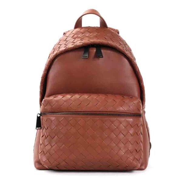 99489a Bottega Veneta Intrecciato Leather Backpack Brown