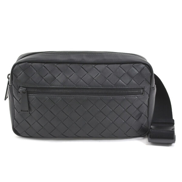 99593g Bottega Veneta Intrecciato Leather Body Bag Black