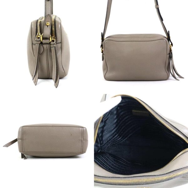 99596a 1 c Prada Leather Crossbody Shoulder Bag Greige