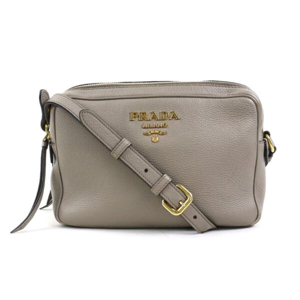 99596a Prada Leather Crossbody Shoulder Bag Greige