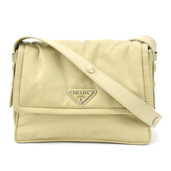 99604i Prada Re Nylon Padded Shoulder Bag Beige