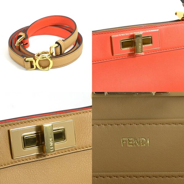 99609f 9 c Fendi Peekaboo Isee You Shoulder Bag Medium Leather Beige Orange