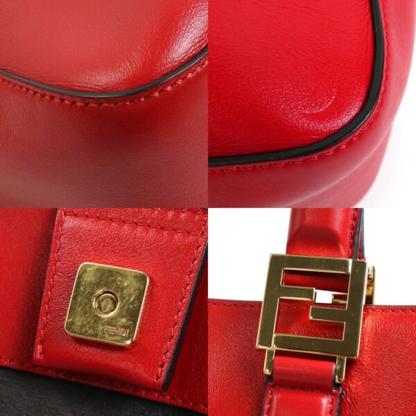 99618g 5 c Fendi FF Tote Shoulder Bag Small Leather Red