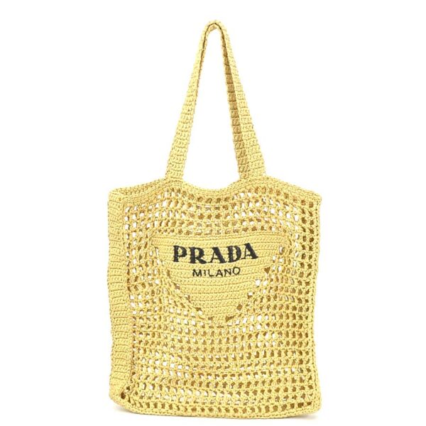 99639f Prada Raffia Basket Shoulder Tote Bag Natural