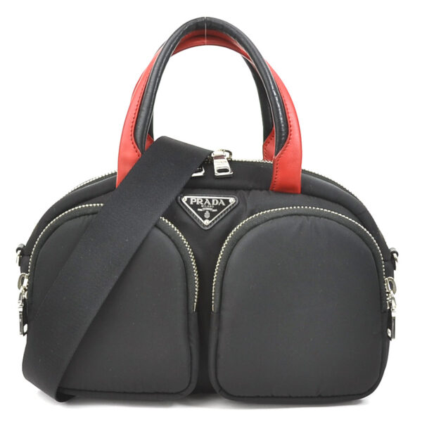 99640i Prada Nylon Crossbody Shoulder Bag Black Red