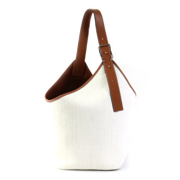 99804g Loewe Balloon Canvas Leather Shoulder Bag White Brown