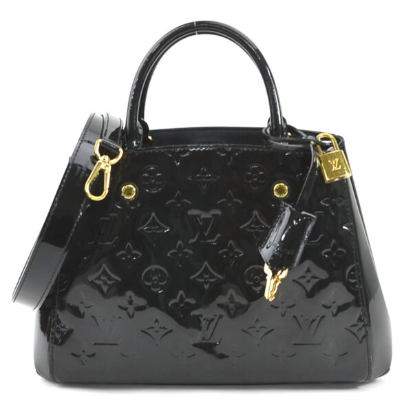 99810i Louis Vuitton Vernis Montaigne BB Noir Patent Leather Black