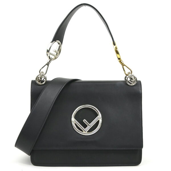 99947g Fendi Canayef Shoulder Bag Leather Black