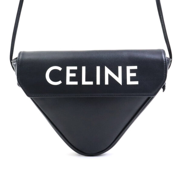 99964j 1 Celine Triangle Shoulder Bag Leather Black