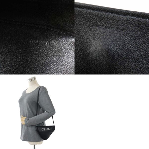 99964j 10 c Celine Triangle Shoulder Bag Leather Black