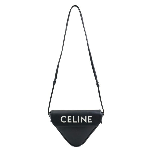 99964j Celine Triangle Shoulder Bag Leather Black