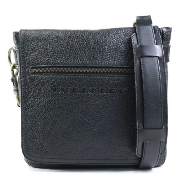 a0196 Burberry Leather Crossbody Shoulder Bag Black