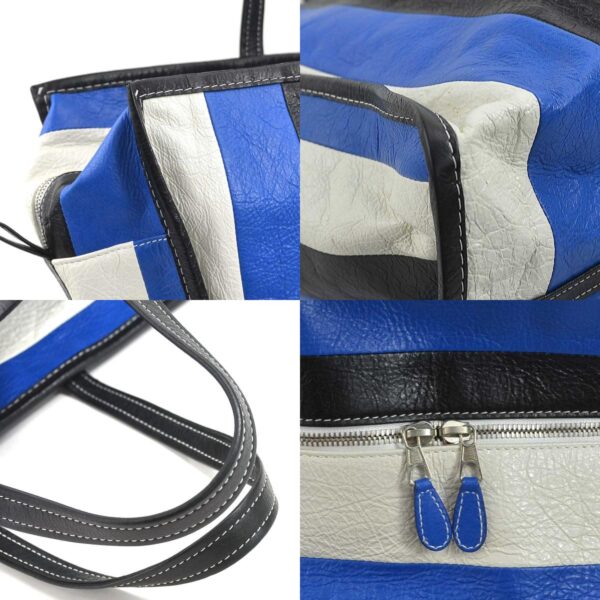 a0242 5 c Balenciaga Leather Bazaar Shopper Bag Blue White Black