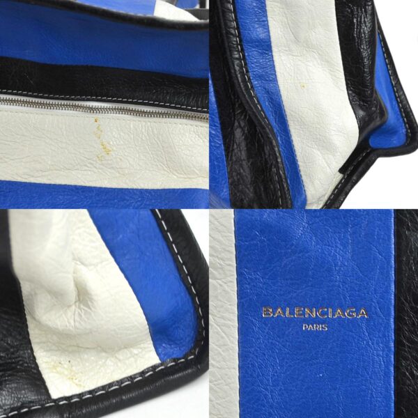 a0242 9 c Balenciaga Leather Bazaar Shopper Bag Blue White Black