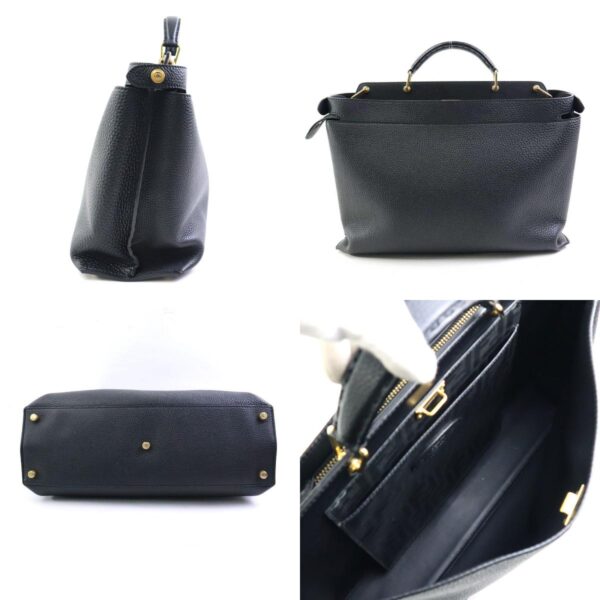 a0404 1 c Fendi Peekaboo Essential Shoulder Bag Leather Black