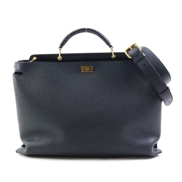 a0404 Fendi Peekaboo Essential Shoulder Bag Leather Black