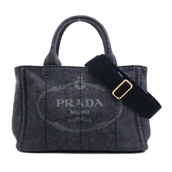 a0445 Prada Shoulder Bag Denim Black