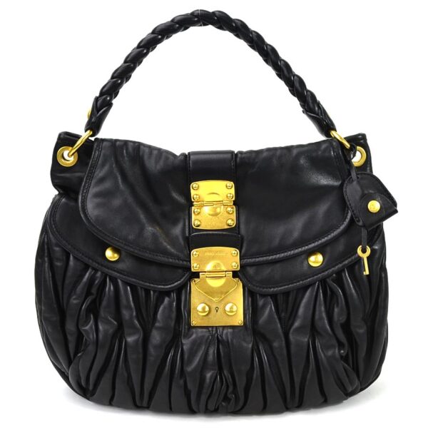 a10000a Miu Miu Handbag Crossbody Shoulder Bag Leather Black