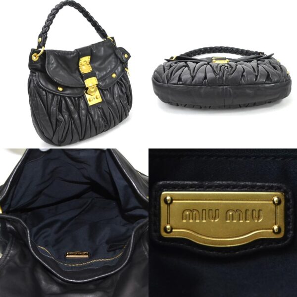 a10000a 1 Miu Miu Handbag Crossbody Shoulder Bag Leather Black